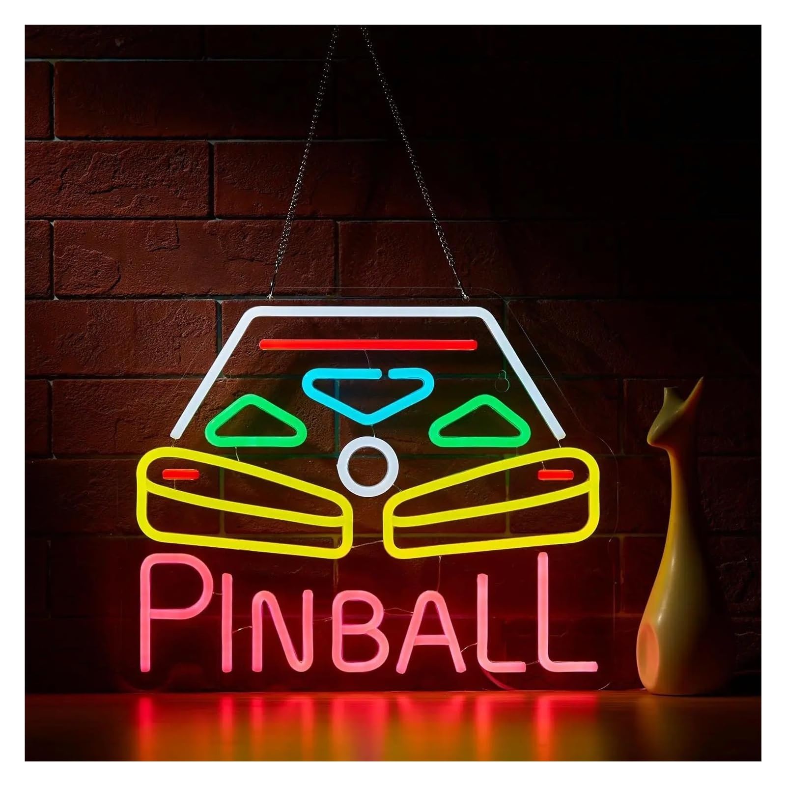 LEMST Signs Lamp Pinball Neon Sign USB Dimmable Neon Light Sign for Bedroom Game Room Mall 30.3x35cm