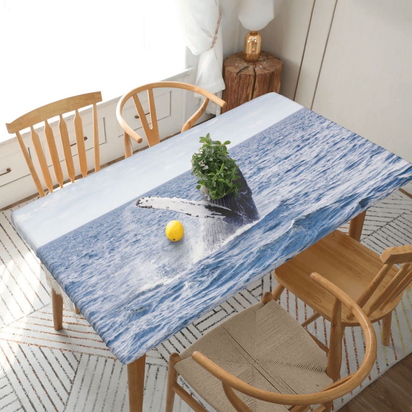 Nappe rectangulaire imprimée baleine tueuse 76x152 cm élastique