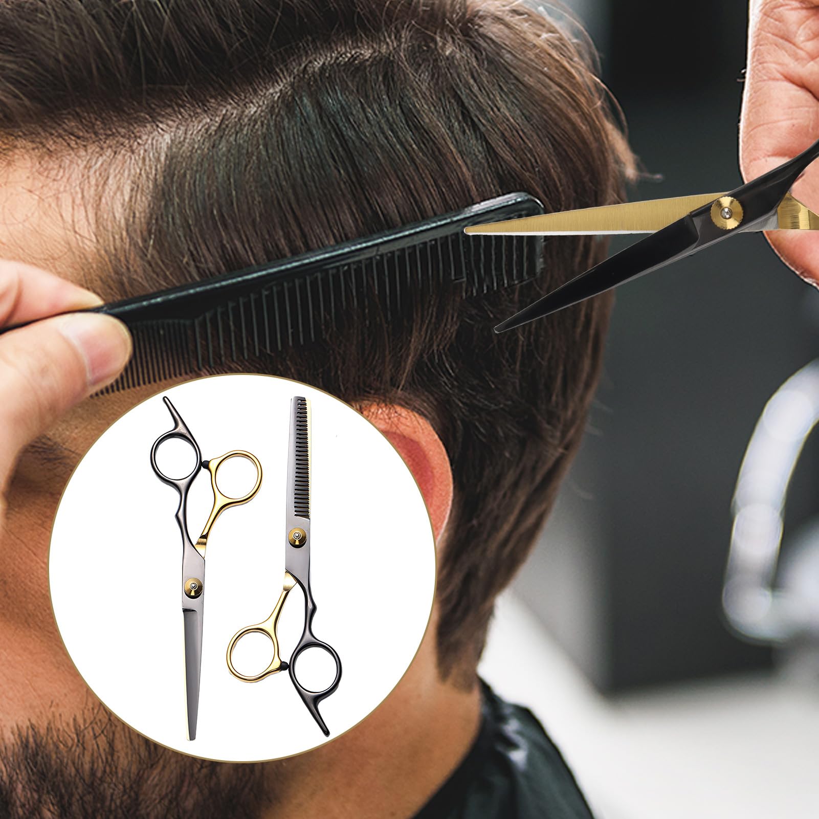 Haarschere Set Professionelles 15pcs, Friseurscheren-Set mit Schutzhülle, Haarschneideschere Set aus Qualität 440C Edelstahl, Friseurset für Damen und Herren, für einfaches Schneiden und Ausdünnen