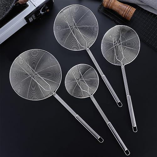 Miniatura 5 de Espumador de araña de acero inoxidable, juego de 2 cucharas coladoras de pasta de cocina profesional con mango largo (17 pulgadas de largo x 7.5