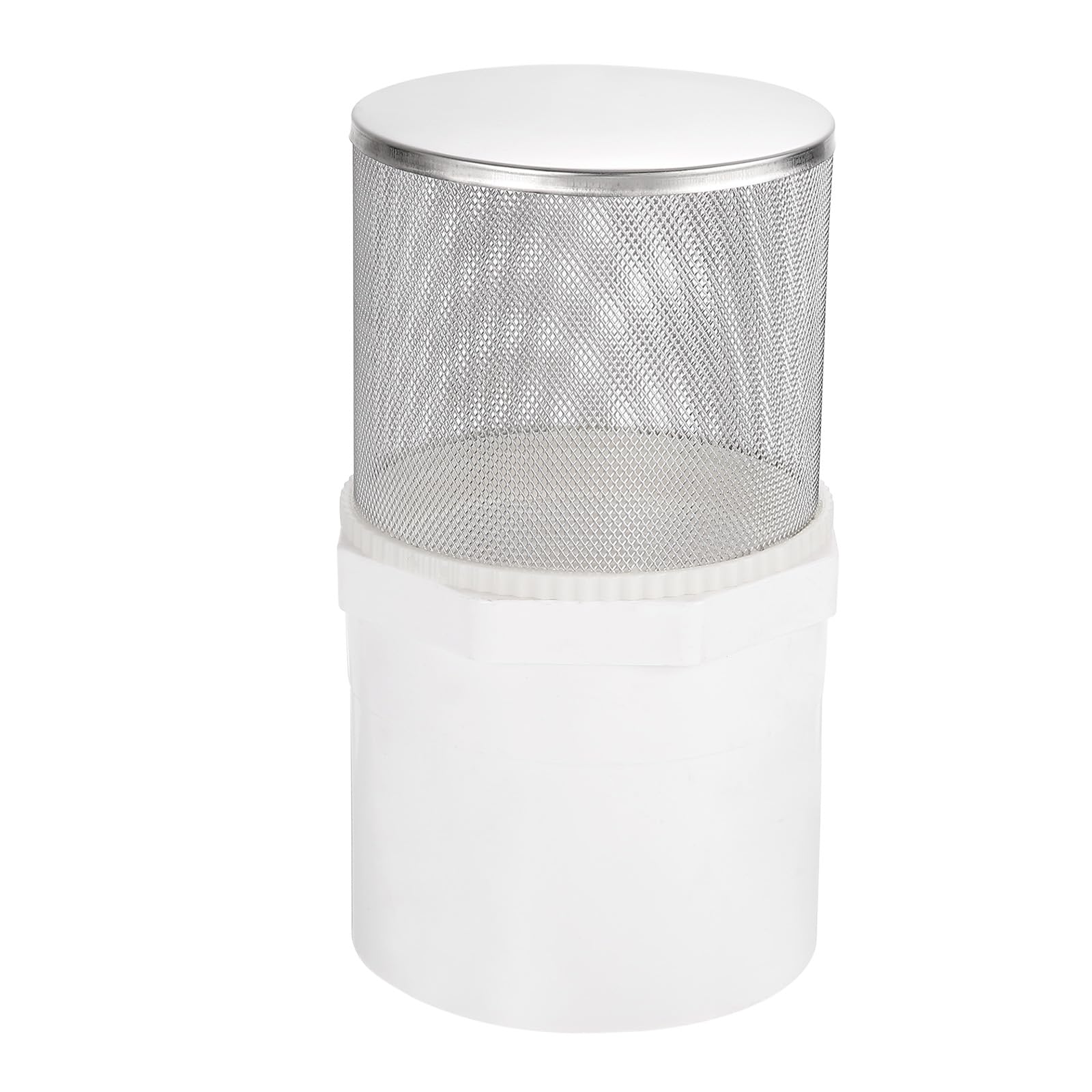 sourcing map 4 Inch 304 Stainless Steel Filter Cover, Hose Inlet Suction Strainer Filter, Connected to DN100 4" PVC Water Pipe to Reduce Solid Entry (210mm Length, 110mm Thread Dia)