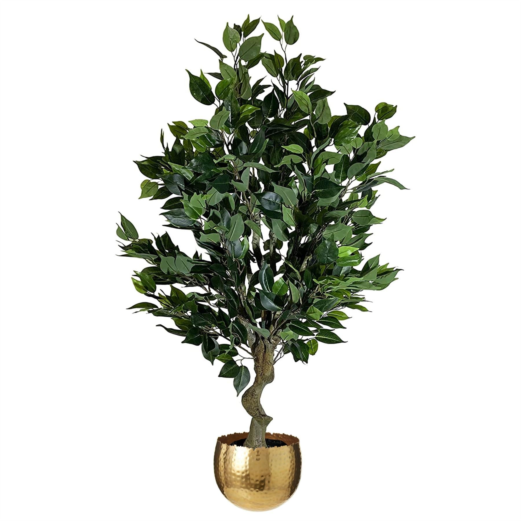 Leaf 100Cm Realistic Artificial Ficus Tree / Plant Bush Ficus Gold Curve Planter