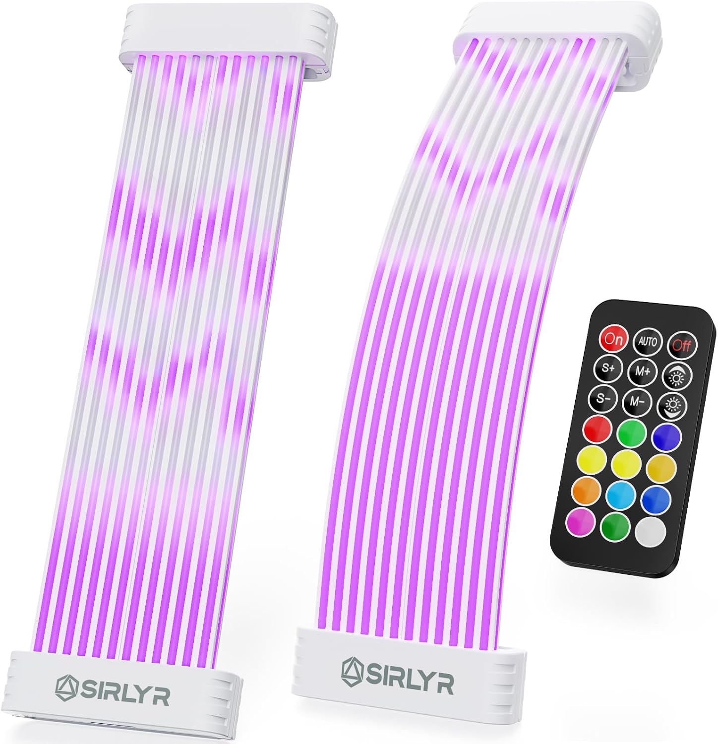 Sirlyr RGB PSU Cables Cover Set with Two Lighting Panels,Modular,fit 24 Pin ATX,8 Pin GPU,12VHPWR Power Supply Extension - Upgrade 120 LEDs 6 Light Strips with Remote ARGB Control for PC Build