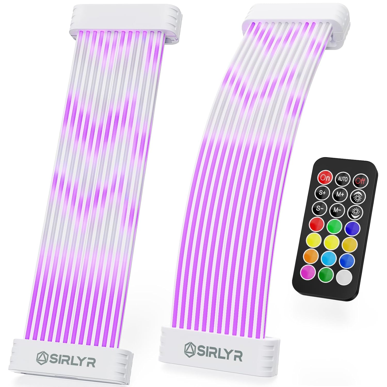 Sirlyr RGB PSU Cables Cover Set with Two Lighting Panels,Modular,fit 24 Pin ATX,8 Pin GPU,12VHPWR Power Supply Extension - Upgrade 120 LEDs 6 Light Strips with Remote ARGB Control for PC Build