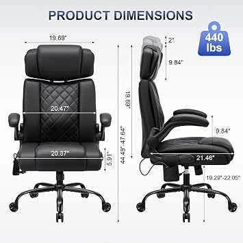 HOFFREE Comfy Computer Chair with Adjustable Lumbar Support (Black)