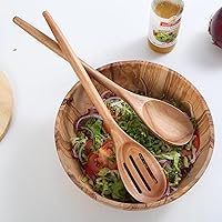 Vista 4 de 2 cucharas de madera de acacia para cocinar, cucharas de cocina de acabado liso de 14 pulgadas, cucharas de madera de agarre cómodo para cocinar