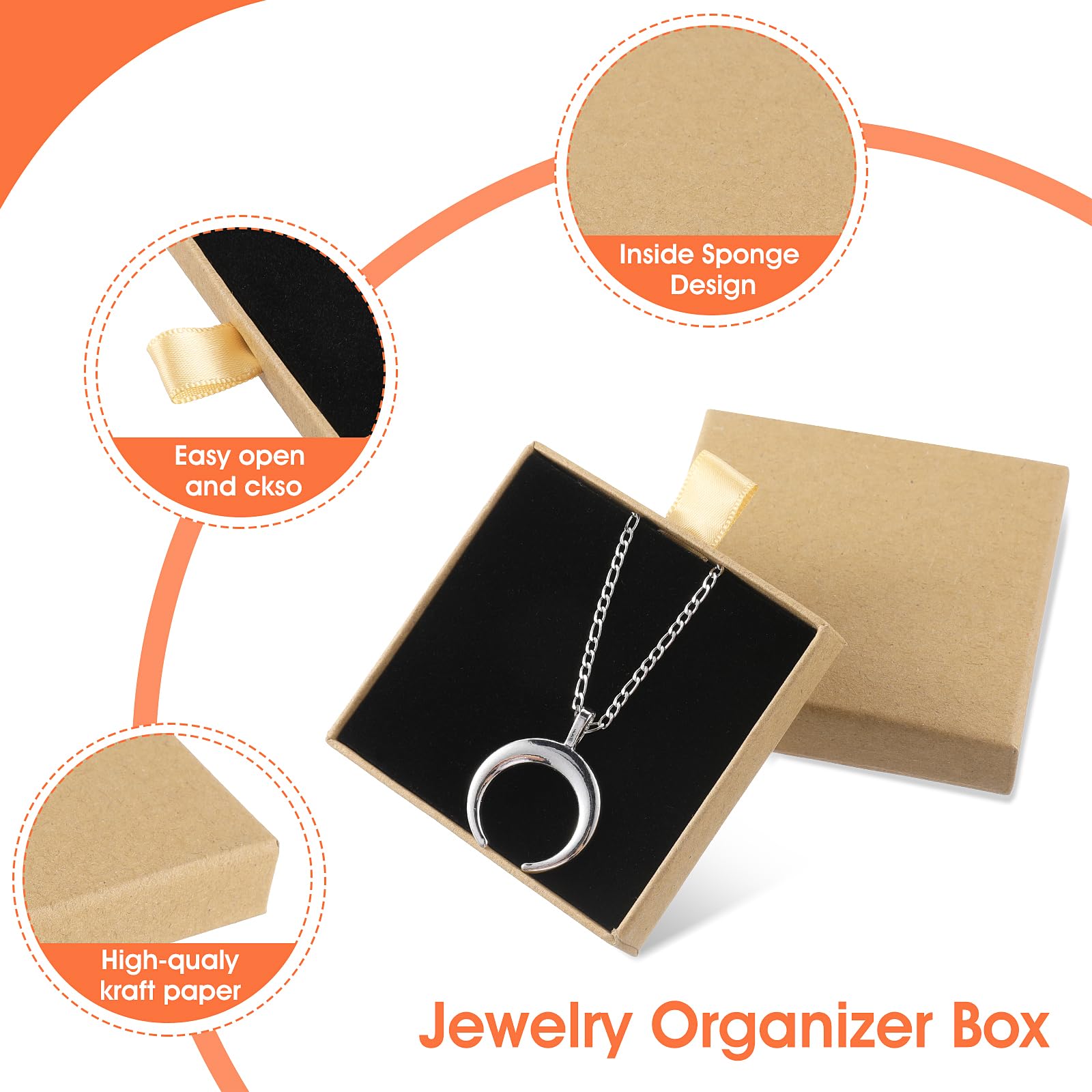2 Scatole Regalo Portagioie In Carta Kraft - Quadrate Con Apertura Estraibile - Per Collane, Bracciali, Orecchini - Ideale Per Nozze E Natale - 6