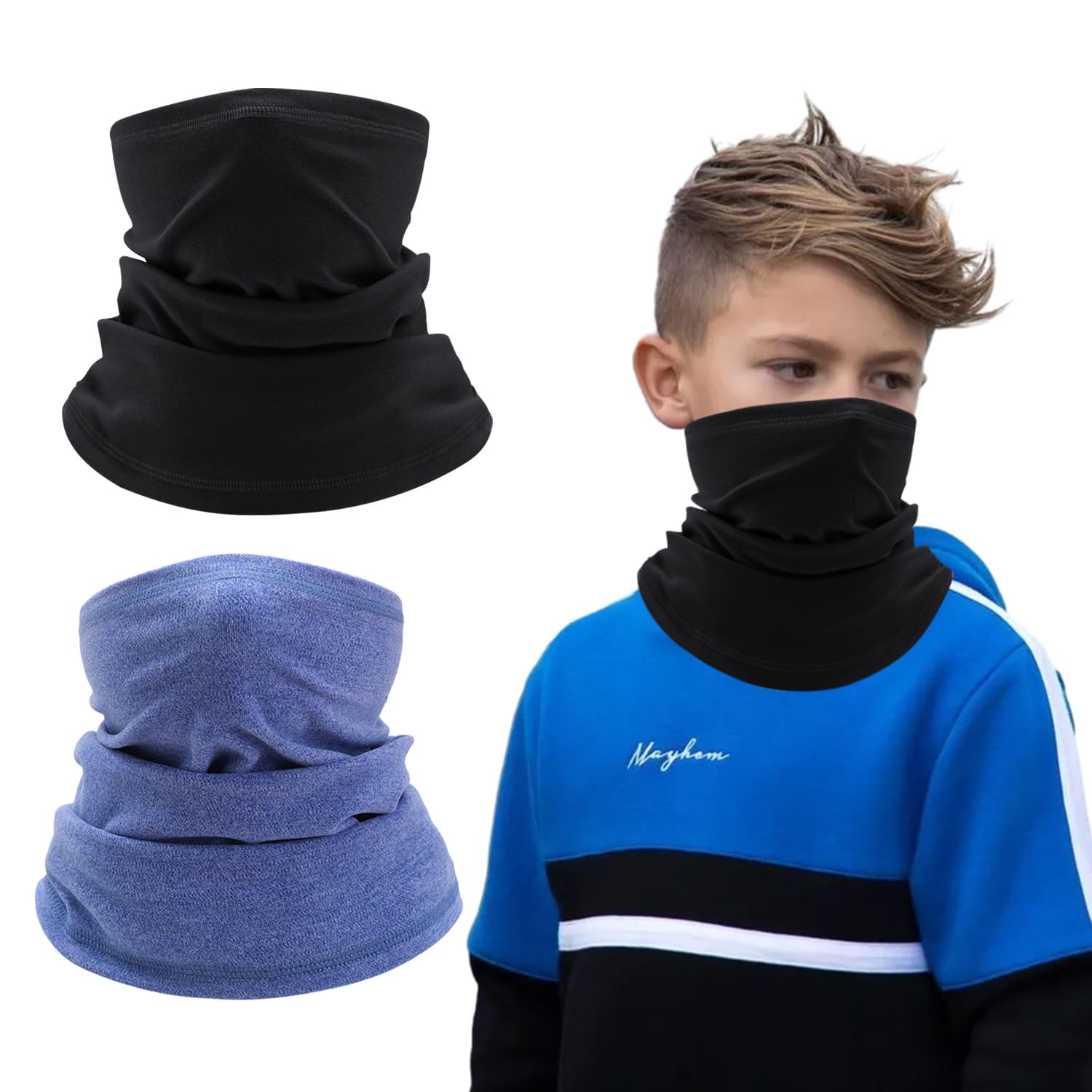 Bufanda Cuello Deporte para Niños Niñas Running Montar a Caballo Talla única Negro Azul