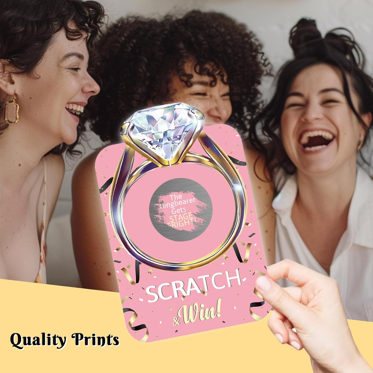 Bridal Shower Scratch Off Game, Wedding Shower Games Ideas for Engagement Party, Funny Bachelorette Party Night Game Scratch Off Cards, Pink, 50 Set