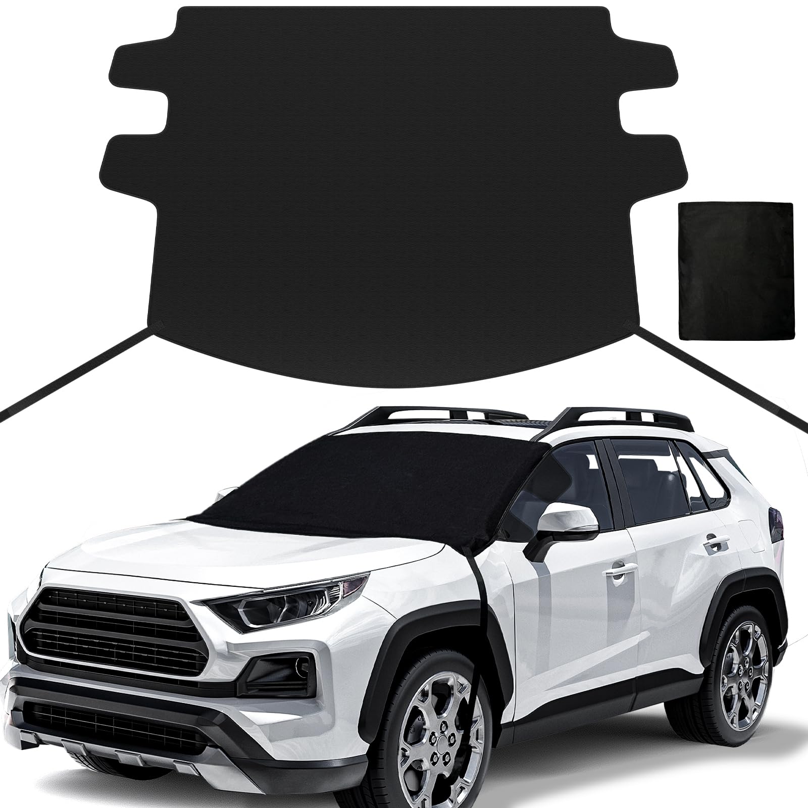Upgraded Car Windshield Cover for Ice & Snow [All-Weather Protection] Magnetic Fit Weatherproof Frost Cover, Car Winter Accessories, Fit for SUVs, Small Trucks, Sedans
