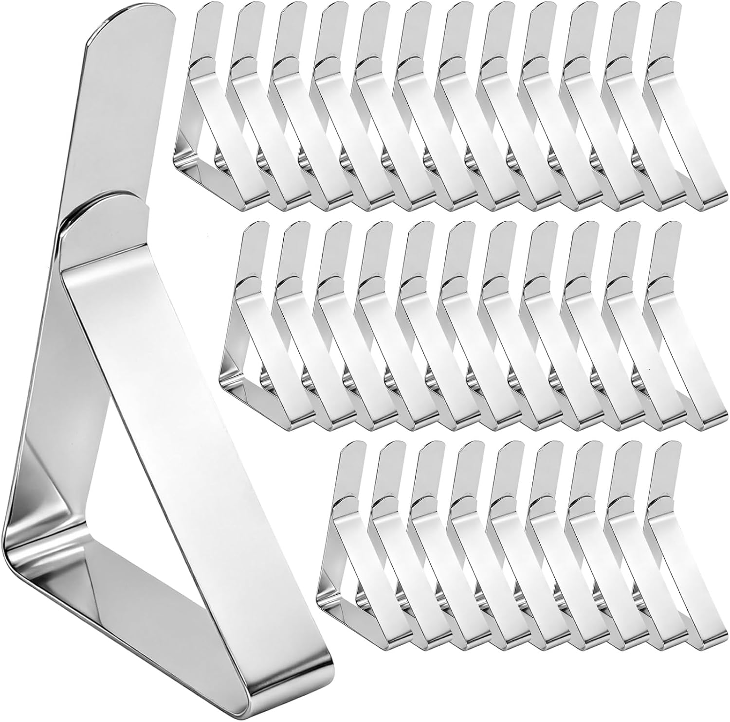 32 Pack Stainless Steel Tablecloth Clips Heavy Duty Windproof Picnic Table Cloth Cover Clips Clamps Holders Ideal for Outdoor Camping Dining Restaurant Marquees Weddings Graduation Party