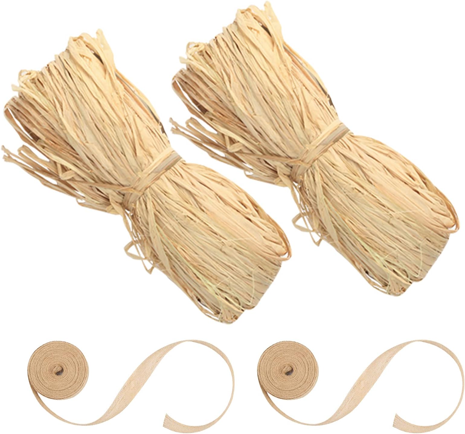Matogle 2pcs Jute Burlap Ribbon 10m 2pcs Natural Raffia Ribbon Natural Rustic Ribbon for Gift Wrapping Florist Bouquets Decoration Crafts Weaving Handicraft Garden Use Tying Hanging Tags
