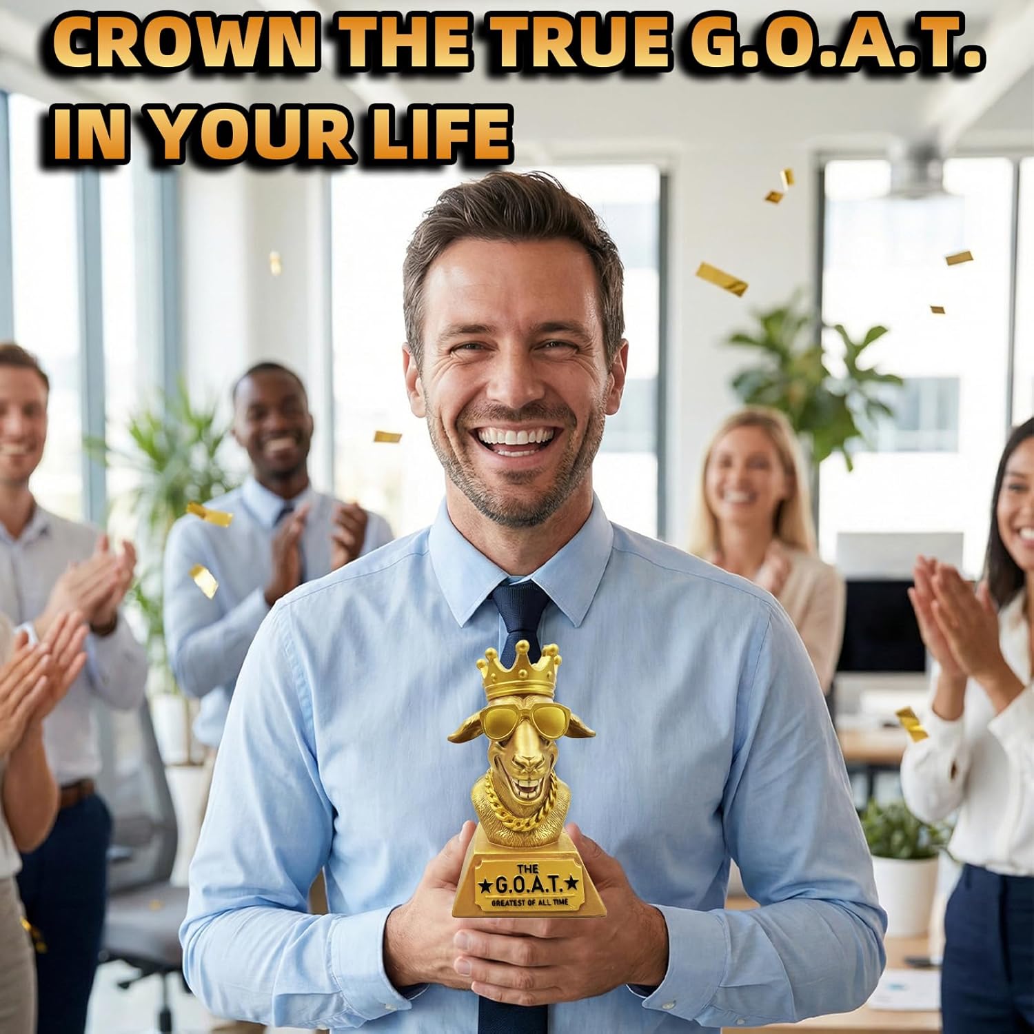Freetoes The Goat Trophy Award,G.O.A.T Greatest of All Time Funny Trophies for Adults,Large Goat Decor Awards and Trophies Office Desk,Fantasy Football Trophy Best Player Gifts