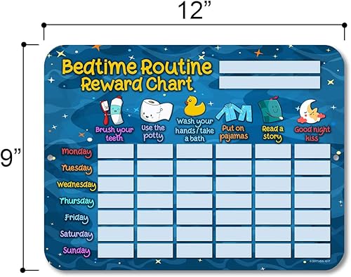 Miniatura 2 de Honey Dew Gifts Lista de verificación de la hora de acostarse - Tabla de recompensas de estrellas de rutina para niños y autismo, calendario de
