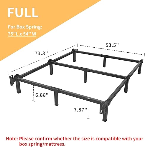 Miniatura 3 de Metal Bed Frame, 9-Leg Bed Base, 8 inches Support for Box Spring, Full, Easy Assembly, Black Negro -,Blanco,https://www.amazon.com/dp/undefined