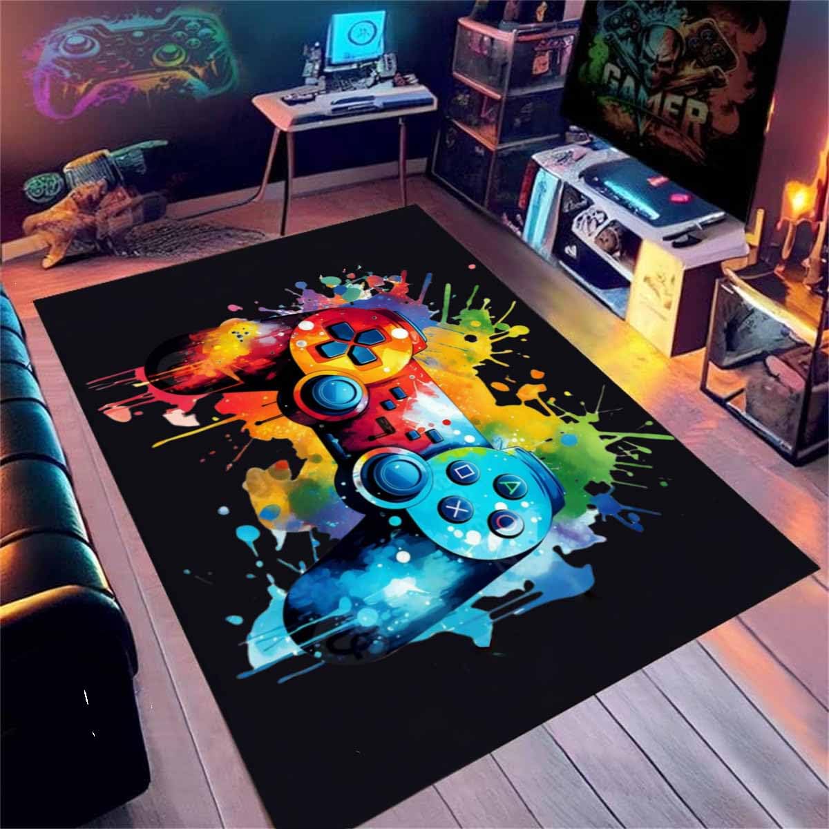 Dywaniki gamingowe do sypialni dla graczy, dzieci, chłopców, akcesoria do dekoracji pokoju, anime, 3D, fajny kontroler do gier, dywan, miękka flanelowa mata podłogowa dla graczy, na stoły