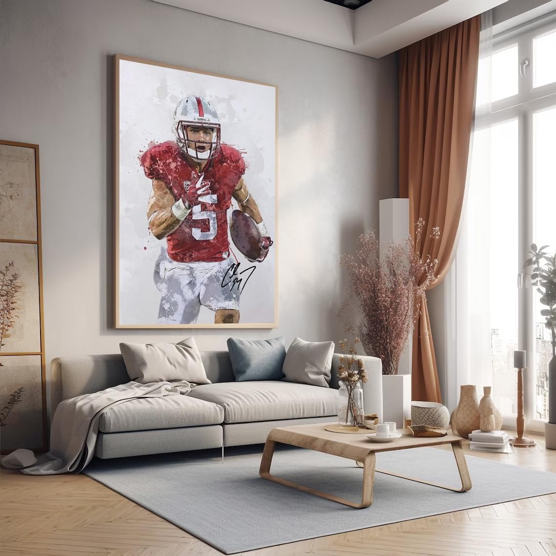 WHZKCYH American Football Sports 49ers Poster For Kids Fun Teen Birthday Christmas Gifts Christian McCaffrey Rugby Star Posters Canvas Wall Art Print Picture For Home