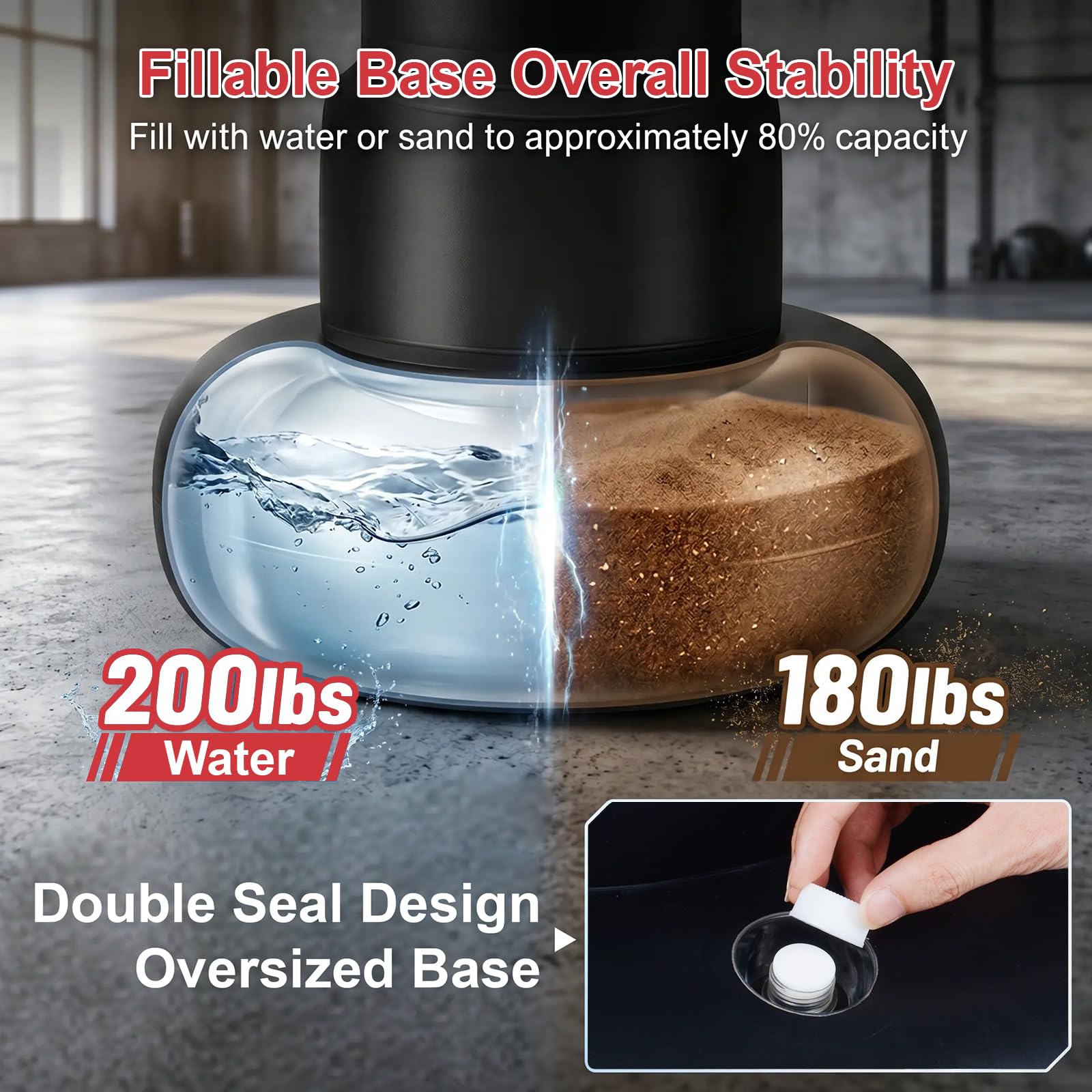 Qoosea Sacco da Boxe da Terra 190cm, Stabile Sacco da Boxe per Adulti Pungiball con Guantoni e Pompa, Sacchi da Box Gonfiabile per Pratica di TaekwondoKarate MMA Fitness