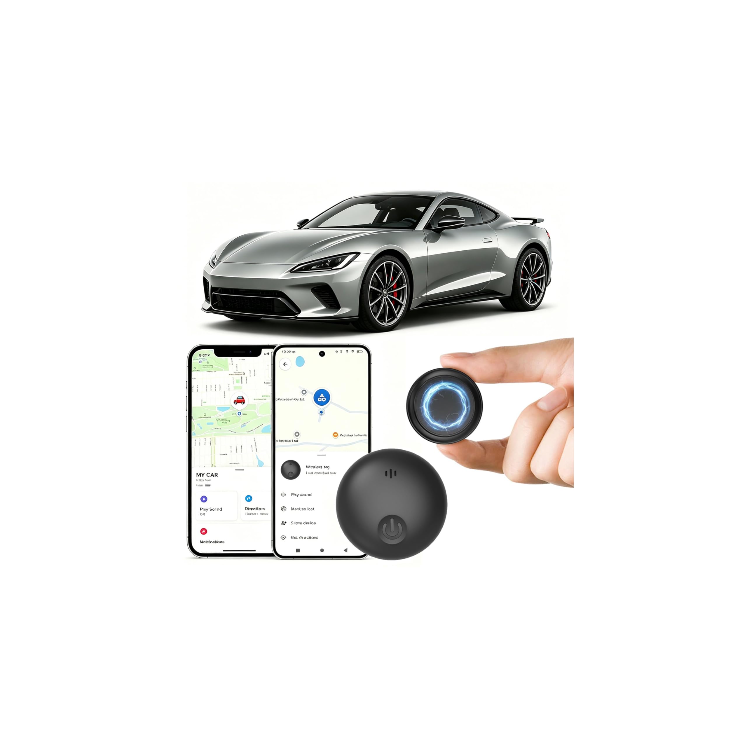 GPS Tracker Auto, Magnetischer GPS Tracker ohne ABO für Android und iOS, 365 Tage Akkulaufzeit, IP67 Wasserdich, Globale Ortung Versteckter Tracker für Autos/Fahrräder/Motorräder, Echtzeit-Ortung