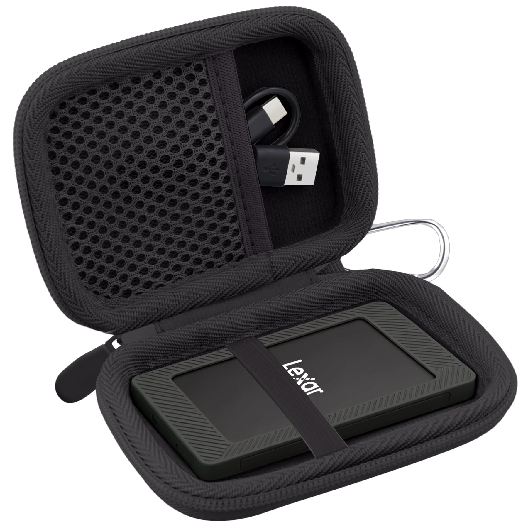 khanka Custodia per SSD Lexar TouchLock ES5/ES4/SL500/SL500M,Nero | Compatibile con SSD Lexar TouchLock ES5/ES4/SL500/SL500M 1TB/2TB/4TB, Rivestimento in Velluto,Custodia Rigida,Solo Custodia