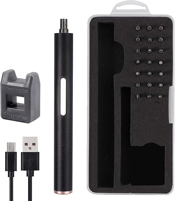 COLFULINE Mini Electric Screwdriver, 21 in 1 Cordless Electric Precision Screwdriver Set with Magnetizer, Rechargeable Screwdriver Handy Repair Tool for iPhone, Watch, Camera, Computers