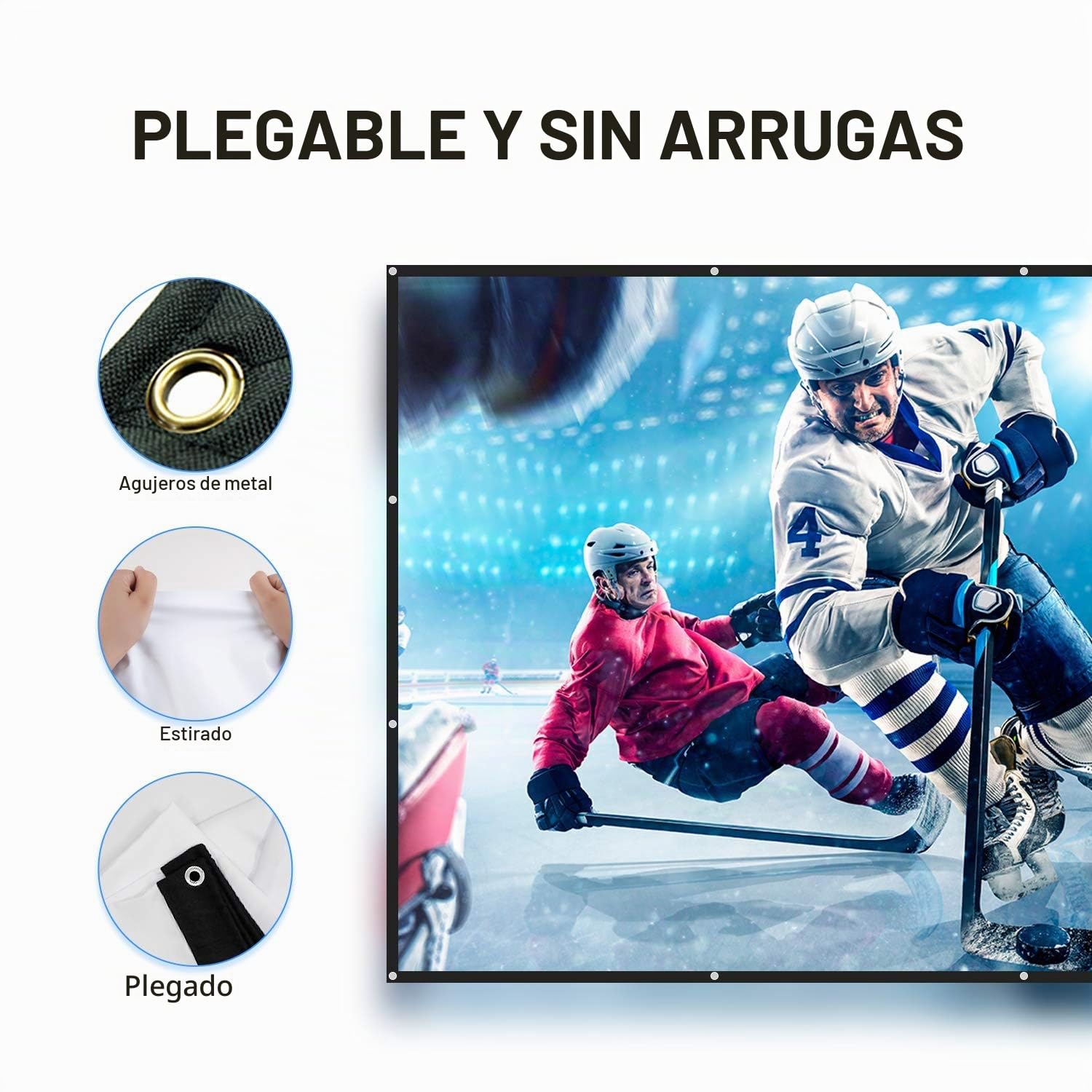NIERBO Pantalla Proyector, Pantallas para Proyectores 200 Pulgadas 16 : 9 Lavable Pantalla de Proyección Plegable 443x249cm Full HD 3D 4K para Cine en Casa o Exterior