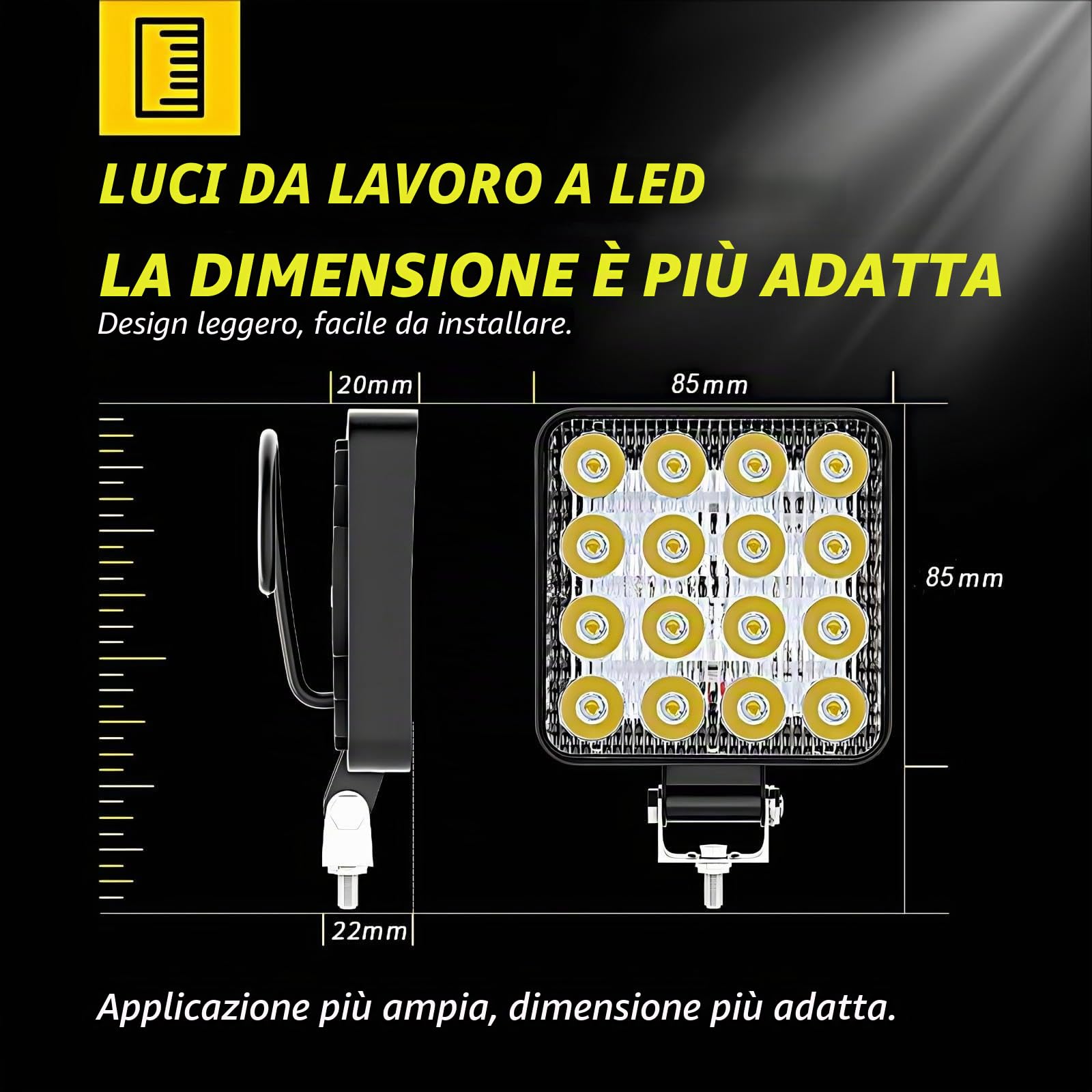 LED fari da lavoro 10 X 48W Mini fari supplementari 12V 24V fari da fuoristrada Spotlight 6000K impermeabili IP68 per trattore veicolo escavatore