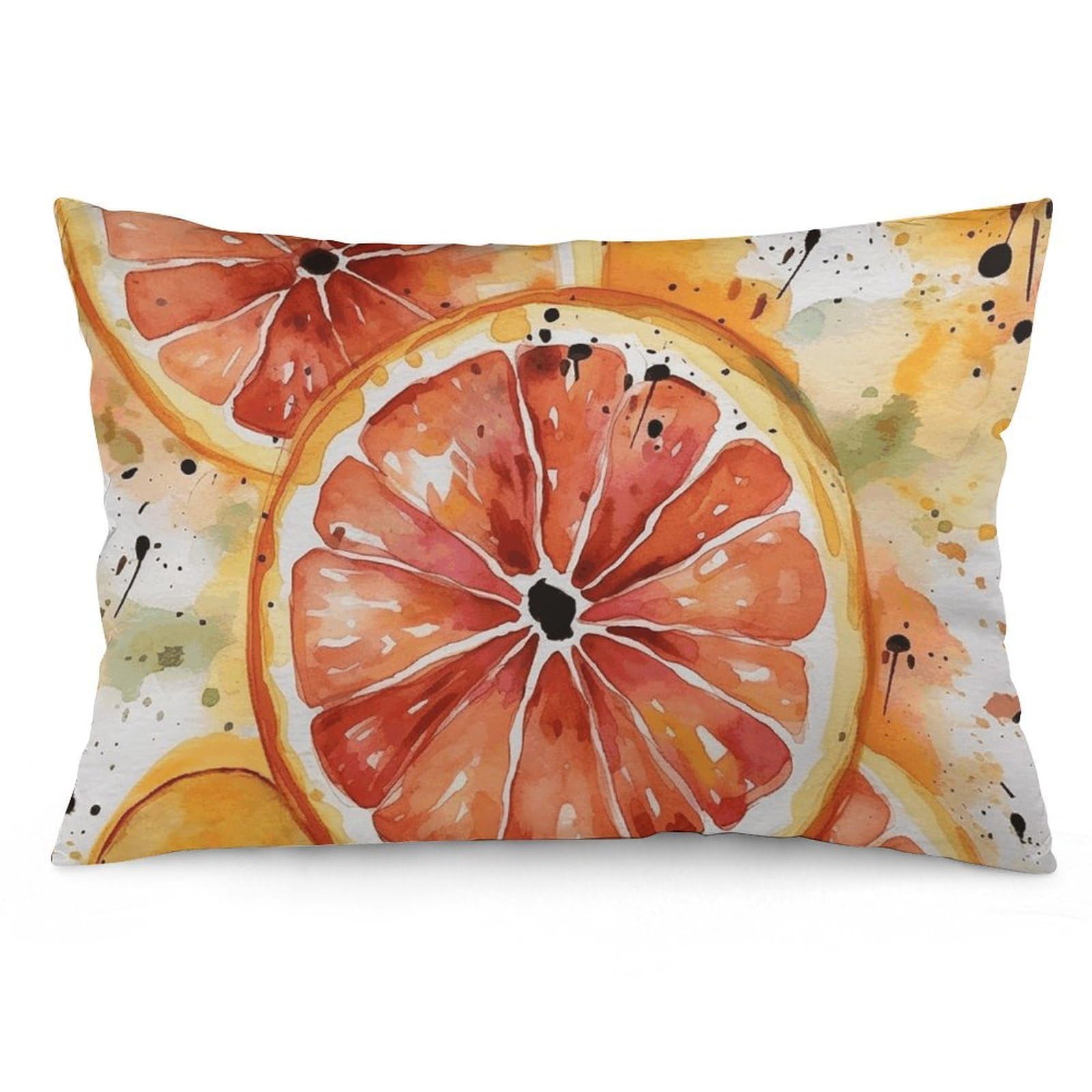 2 Pack Pillow Cases for Hair and Skin, Soft Breathable Pillow Case Covers with Hidden Zipper, Watercolor Orange Slice Pillowcase 20"x30" Pillow Covers for Sleeping Gift