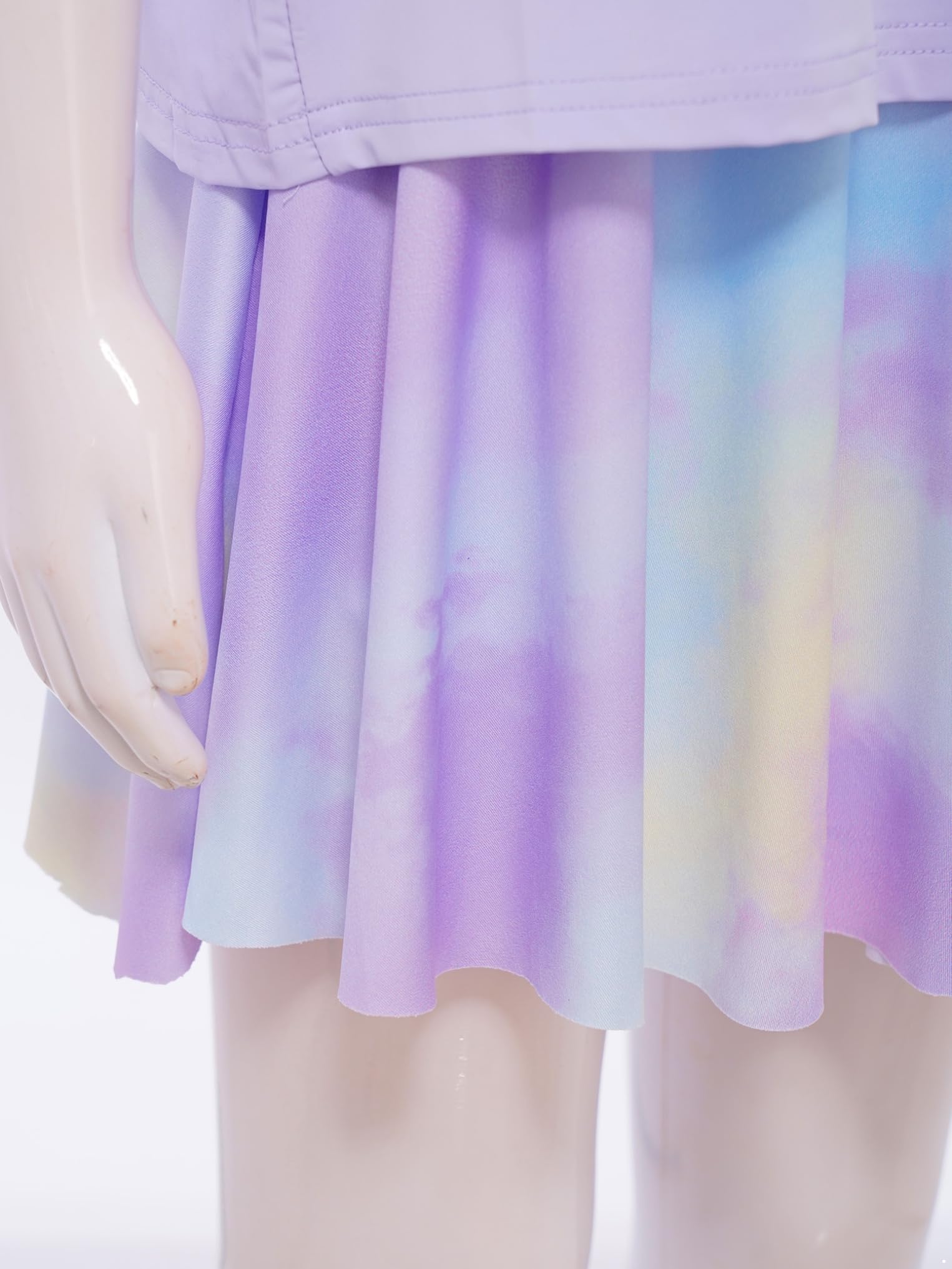 Kaerm Kinder Mädchen Golfkleid Sommer Kurzarm Freizeitkleid Tie Dye Motiv Sportkleid A Linien Polokleid Casual Streetwear