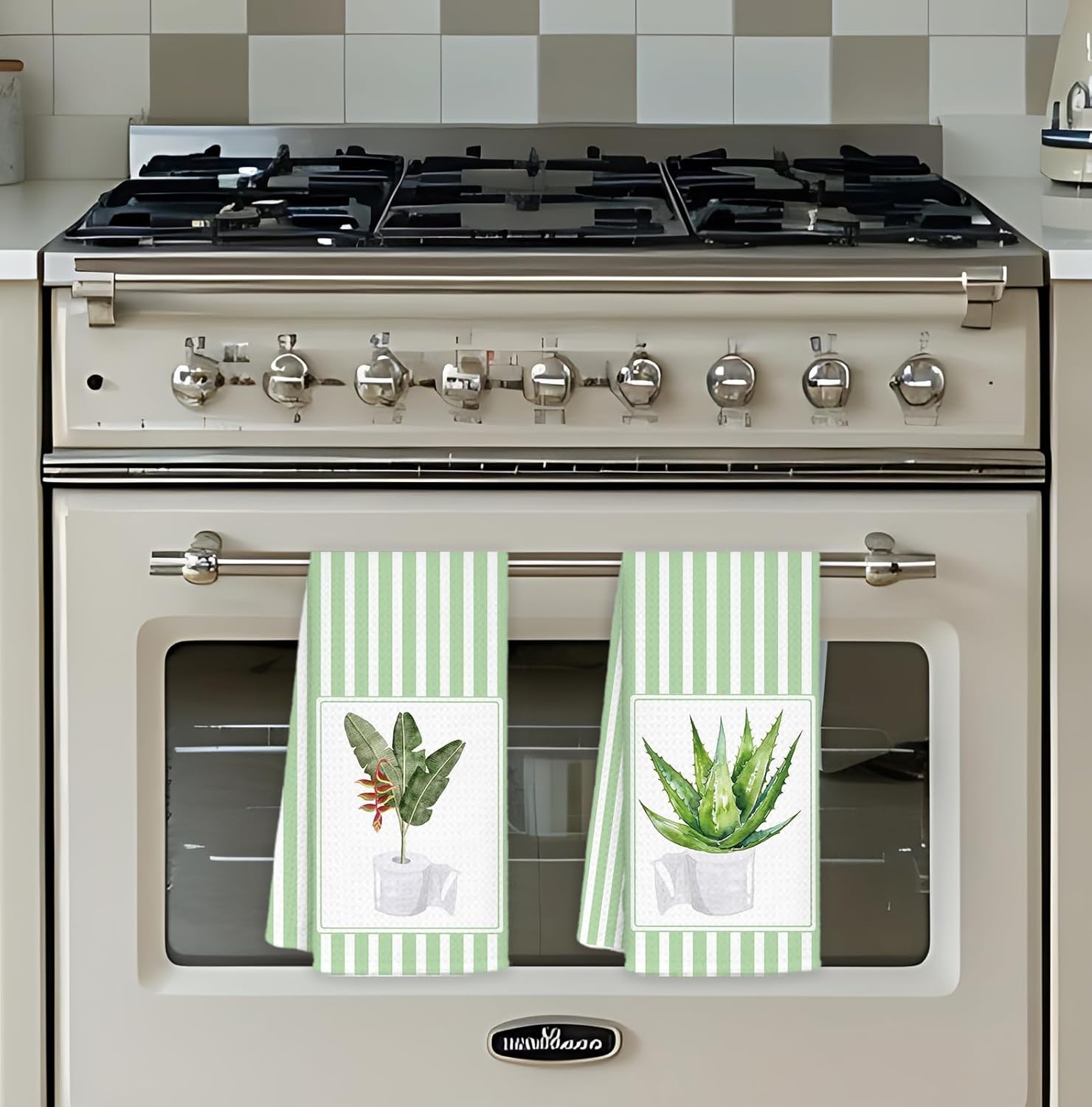 Green Plant Botanical Bathroom Hand Towels Set of 2, Gifts for Plant Lovers, Tropical Aloe Heliconia Hand Towels for Bath Room Washroom Toilet, Bathroom Plants Decor, 16x24 Inch - Image 3