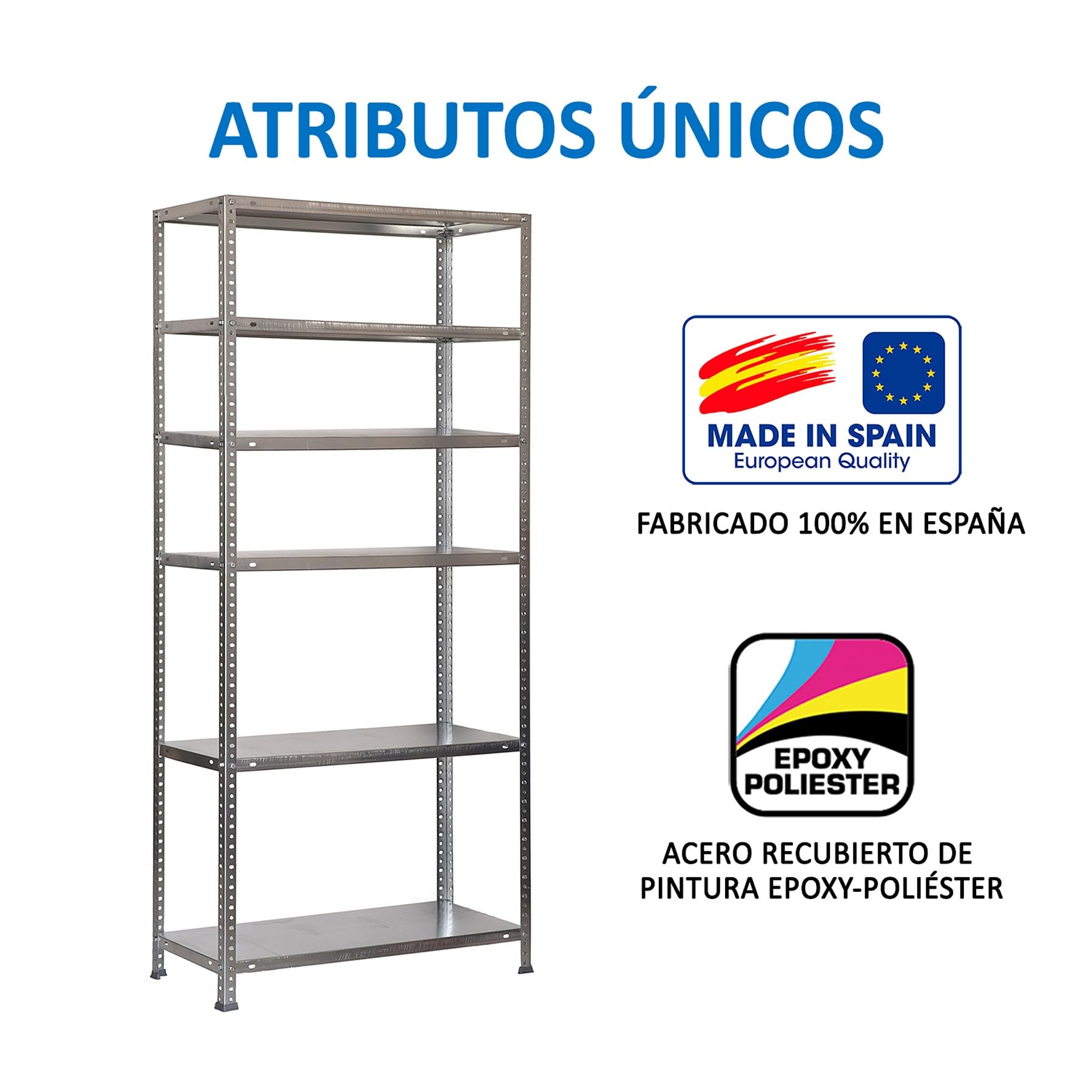 Simon Rack Estanterias Metalicas 2000x900x300 mm, 6 Baldas Metalica, 75 kg de Punto Flexión, Estanterias Almacenaje, Galvanizado - Advantage