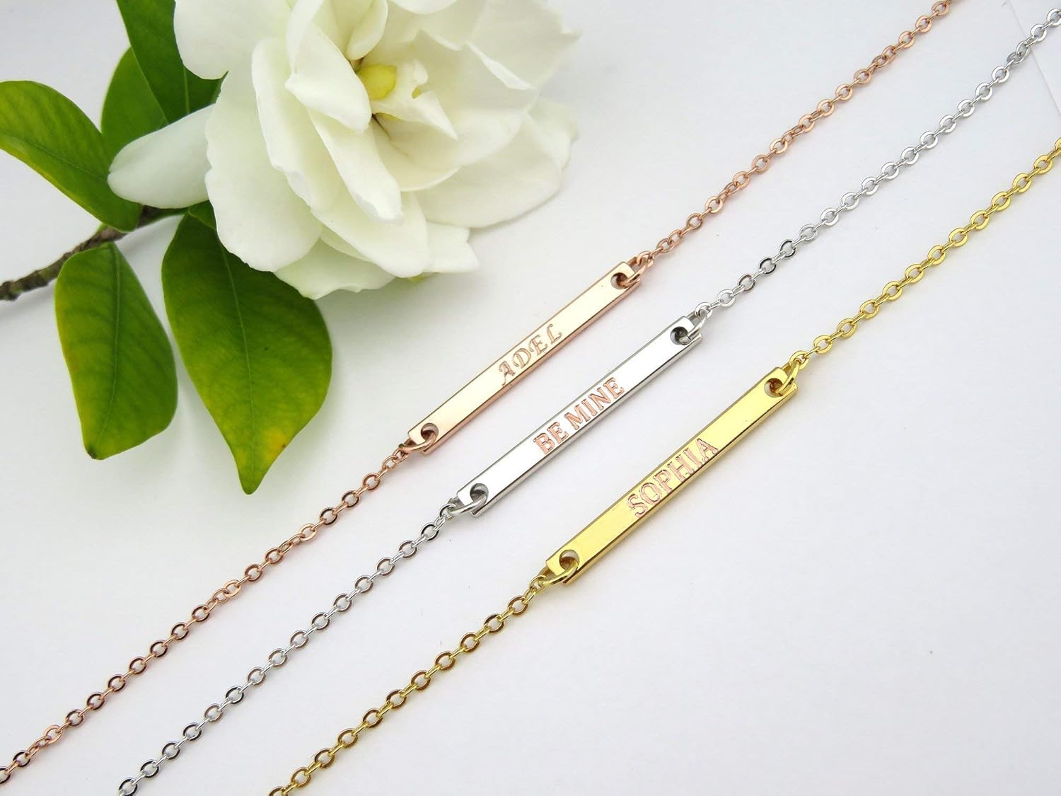 Custom bar Necklace, Handmade Necklace, bridesmaid gift, Initials necklace, gift for her, coordinates necklace, roman numeral necklace, personalized necklace, date necklace, name neckalace - Image 4