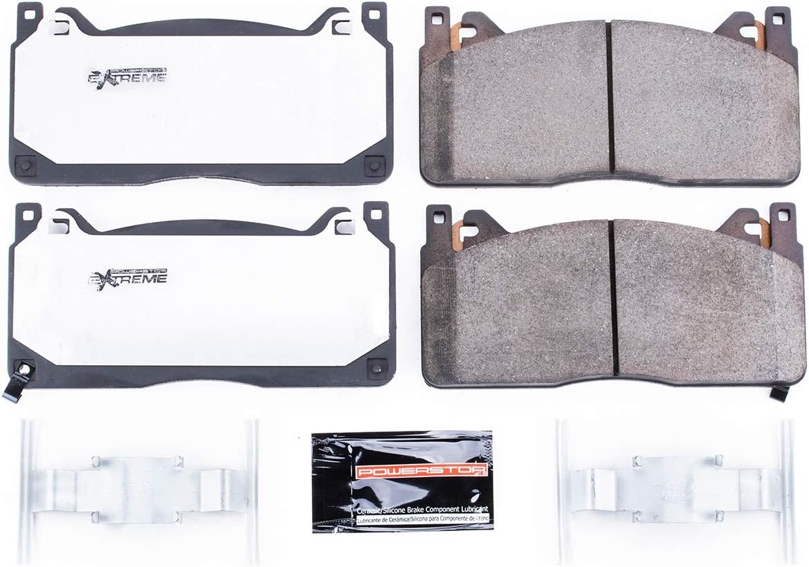 Power Stop Z26-1853 Front Z26 Street Warrior Carbon Fiber-Ceramic Brake Pads with Hardware For Ford Mustang 2016-2020 [Model Specific]