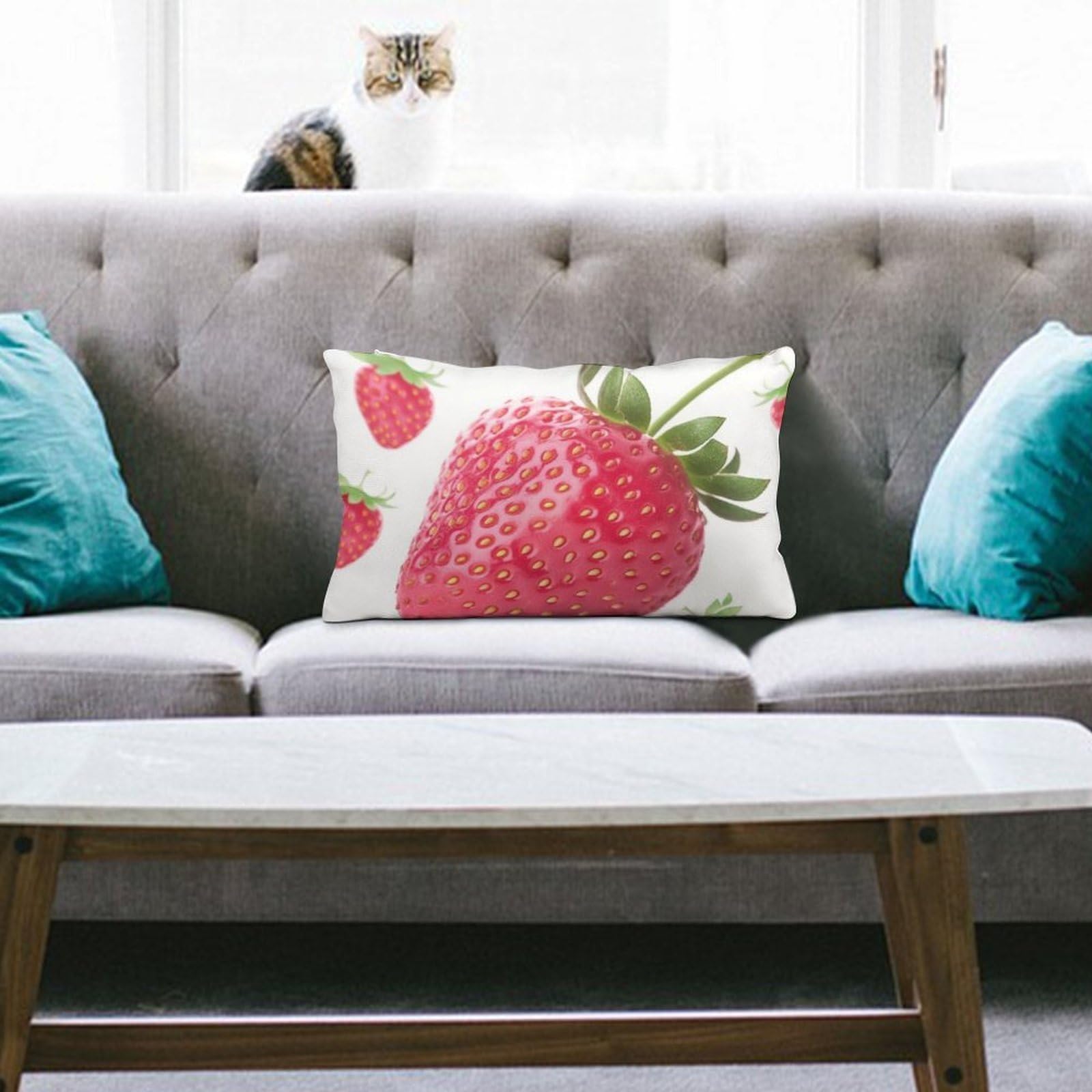 NTVOWPZO Decoration Throw Pillow Covers 8"x12" Pillowcases Covers Strawberry Soft Pillowcases Modern Farmhouse Home Decor Sofa Cushions Covers for Couch Bed Living Room