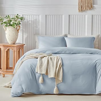 Lekesky King Size Duvet Cover Set, Hazy Blue Duvet Cover, Ultra-Soft Microfiber 3 Pieces Comforter Cover with Zipper and Corner Ties, Includes 2 Pillowcases 20"x36"