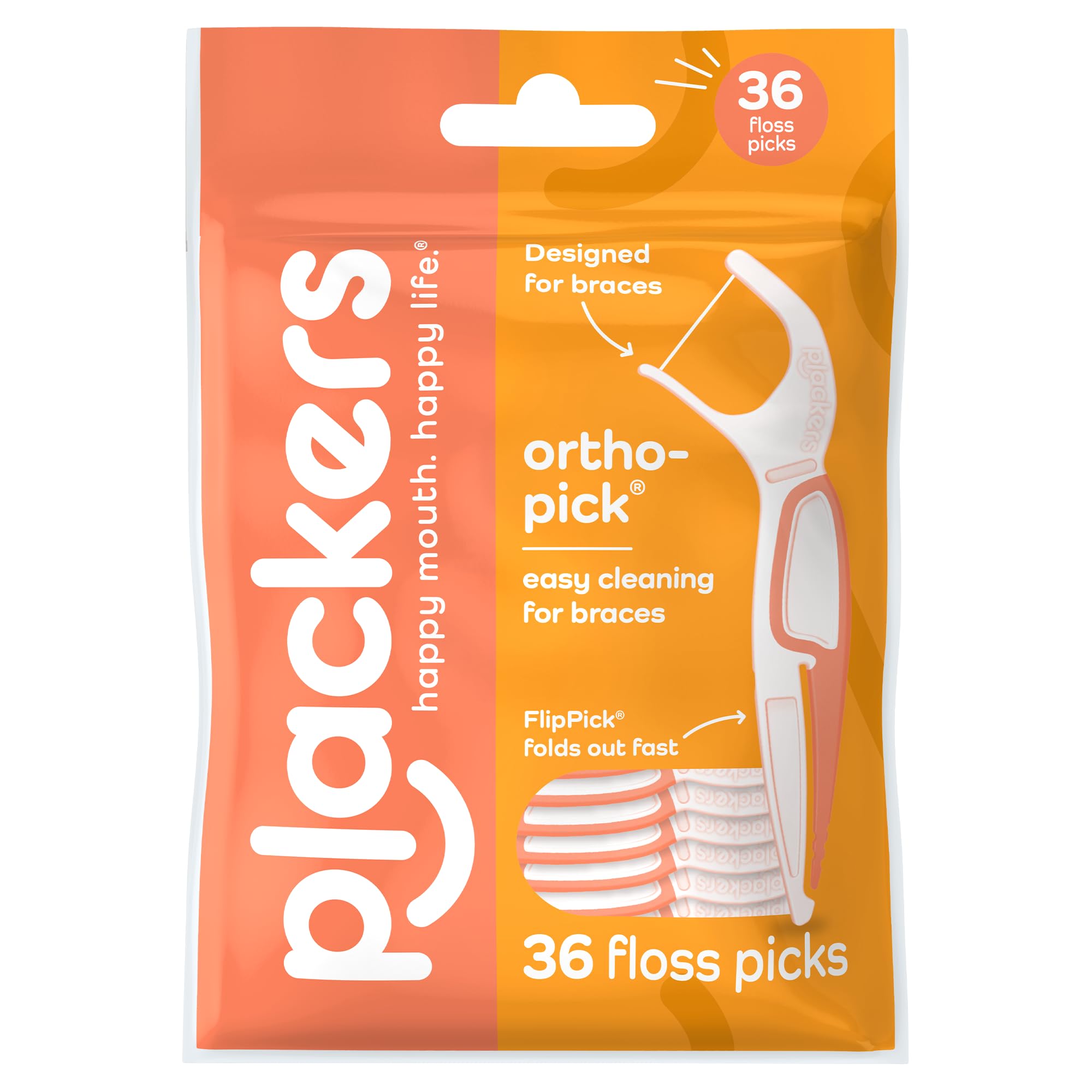 Plackers Orthopick Flossers 36 count (Packung mit 3)