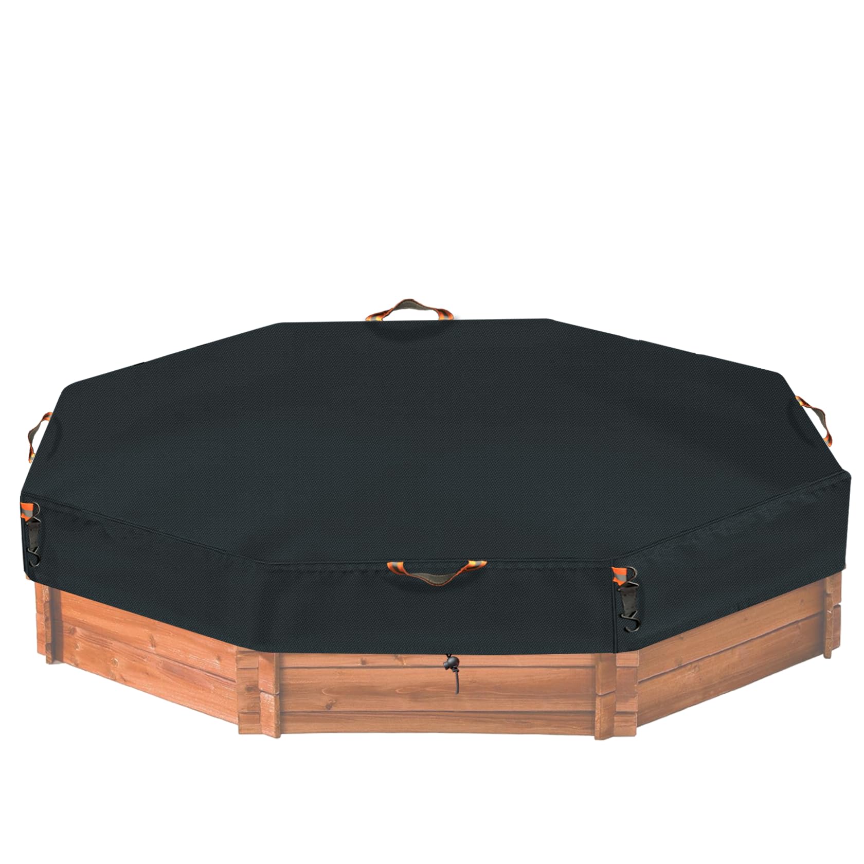 Octagonal Sandbox Cover, Windproof and Dustproof with Adjustable Hook and Loop for Stabilization, 420D Waterproof Oxford Fabric, Protect Outdoor Garden Kids Sandbox Sand and Toys (Black, 84"X78"X9"