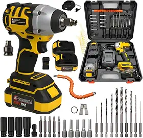 Chave De Impacto Furadeira Parafusadeira Kit Ferramentas 48v Profissional Com Maleta 35 Peças