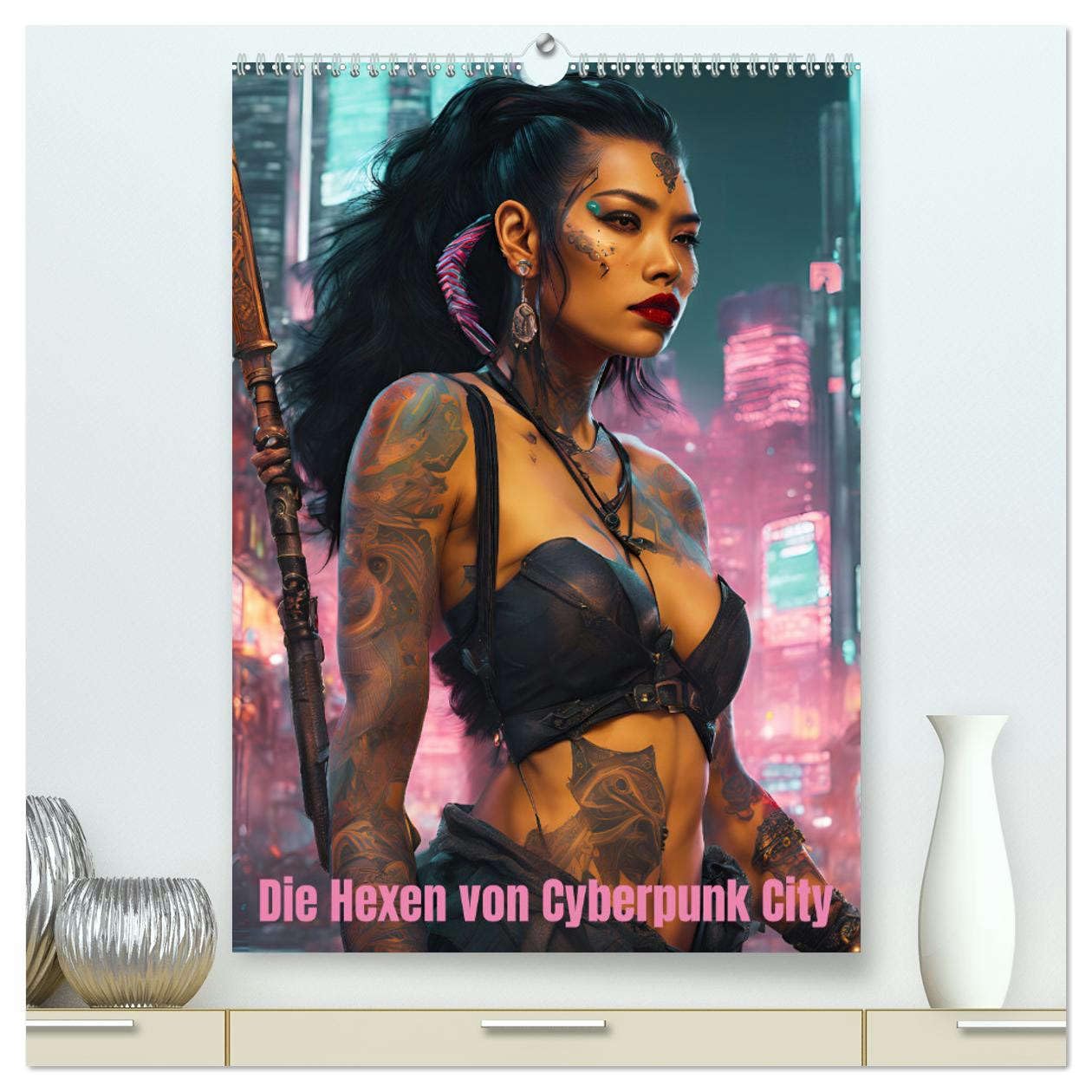 Die Hexen von Cyberpunk City (hochwertiger Premium Wandkalender 2026 DIN A2 hoch), Kunstdruck in Hochglanz: Ein Jahr voller Magie und Technologie (CALVENDO Kunst)