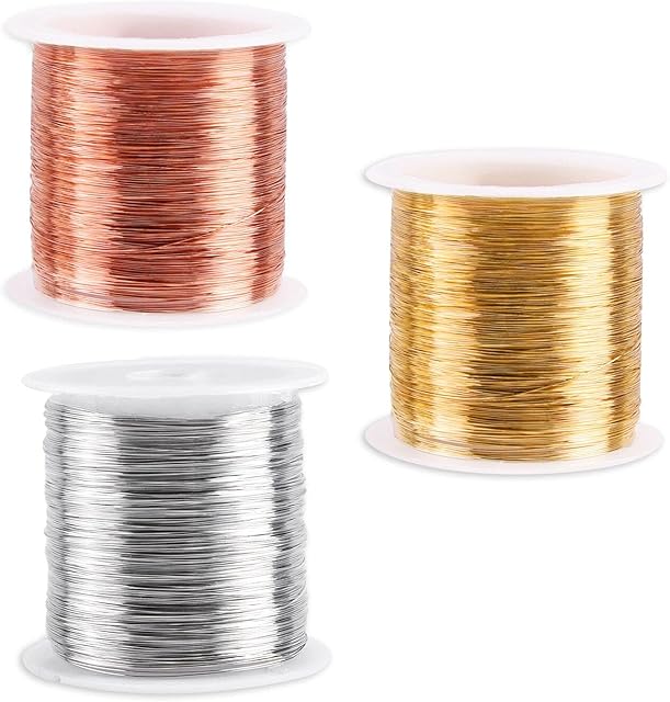 KONUNUS 3 Rolls 0.3mm Craft Wire Bendy Craft Wire Jewellery Wire Copper Wire, Improved Wire for Flower Arrangements, Aluminium Jewellery Wire for Craft