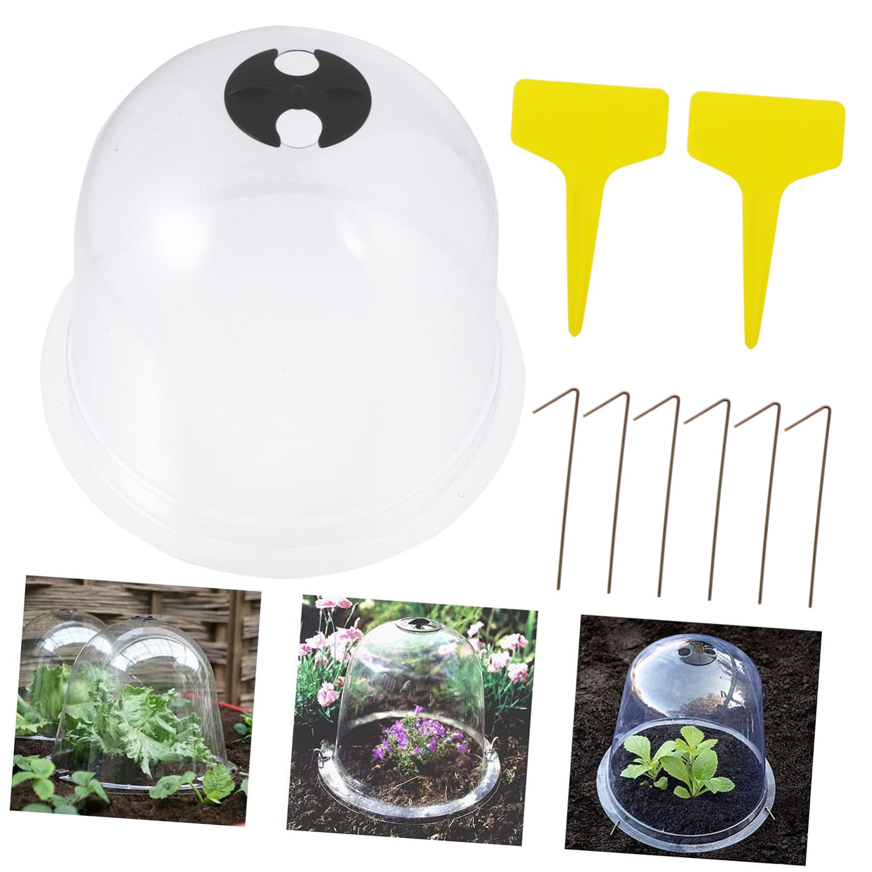 6pièces Cloche De Protection pour Plantes Cloches Plastique Étiquettes Et Piquets De Fixation pour La Chaleur Et Humidité des Semis