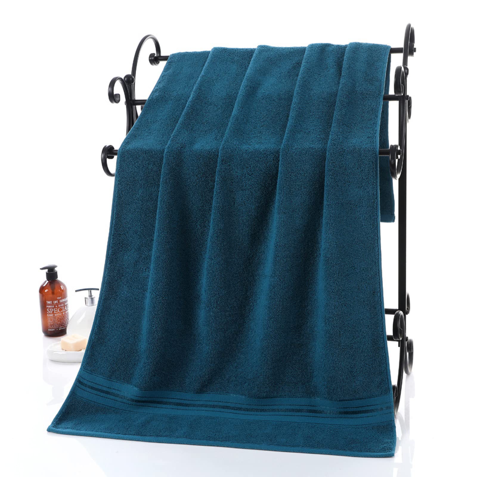 Microfiber Beach Towels Cotton Plain Broken Bath Towel Large Towel Gift Adult Beach Towel Soft Absorbent, Peacock Blue, 70*140"