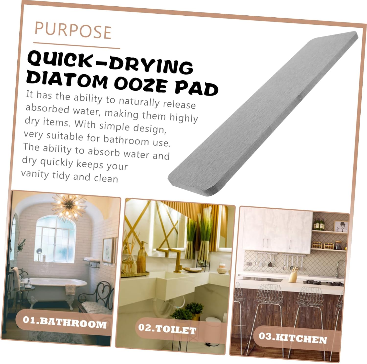 SHOWERORO Diatomite Coaster for Kitchen Bathroom Absorbent Sink Mat Countertop Pad Drink Coaster Soap Holder Reusable Tear-Resistant Easy to Clean