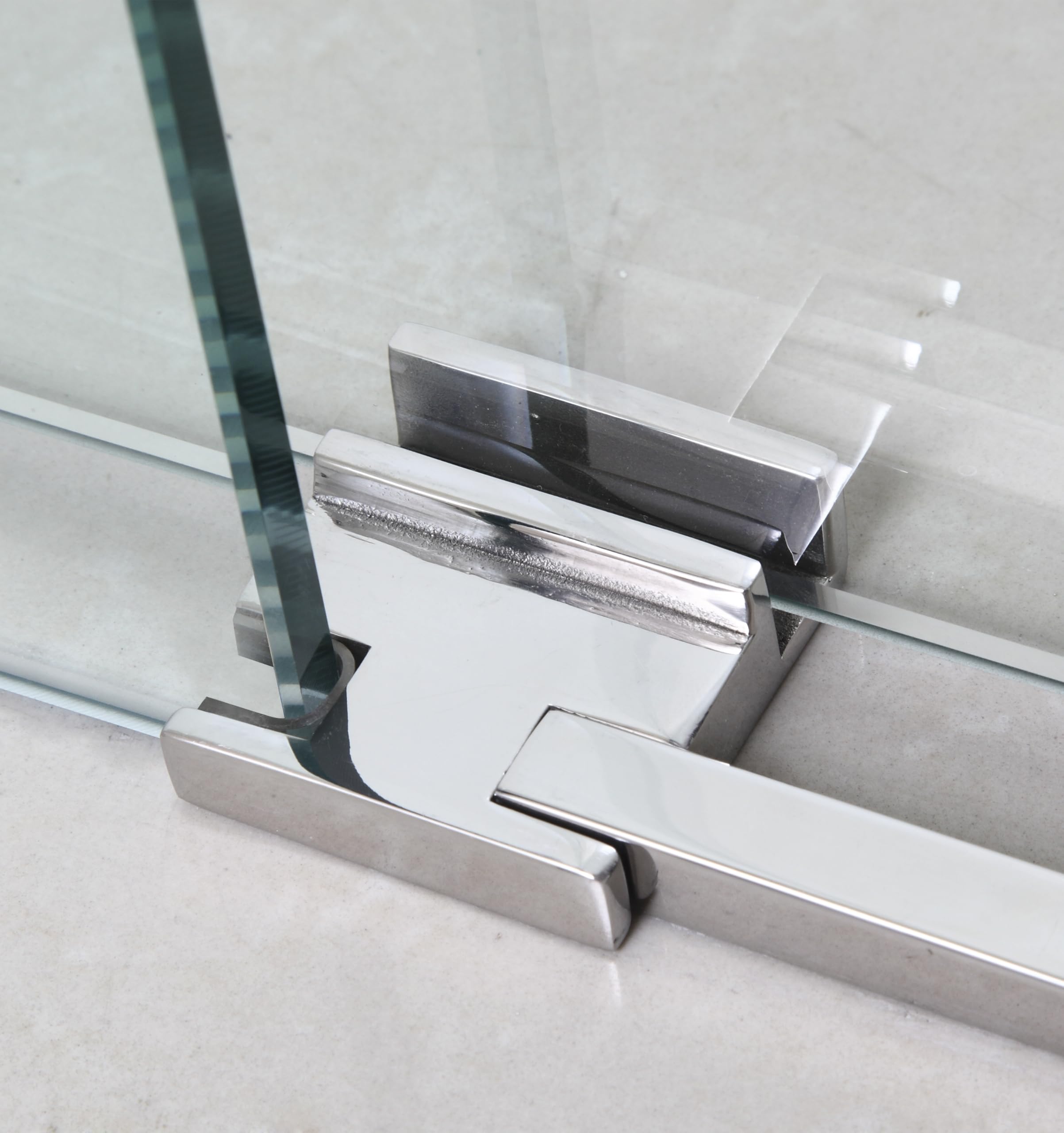 Imex verchromte Duschkabine, zweitürig, 2 fest + 2 verschiebbar, 130 x 80 cm, doppelseitiges Glas, Profil 199 cm, 8 mm stark, Magnetverschluss