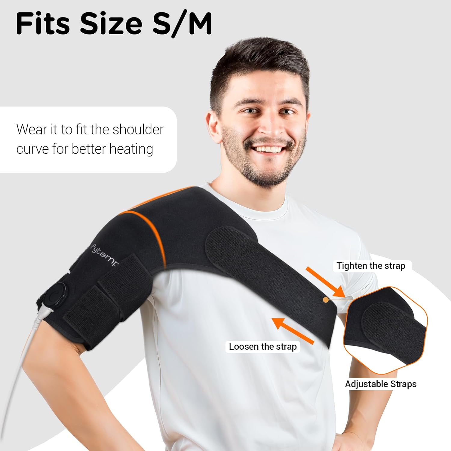 Comfytemp Shoulder Heating Pad for Rotator Cuff, Heating Pad for Shoulders with Brace, FSA Eligible HSA Heated Shoulder Wrap for Men Women Mom Dad, 3 Heat Settings, 2H Auto-Off (S/M) - Image 5