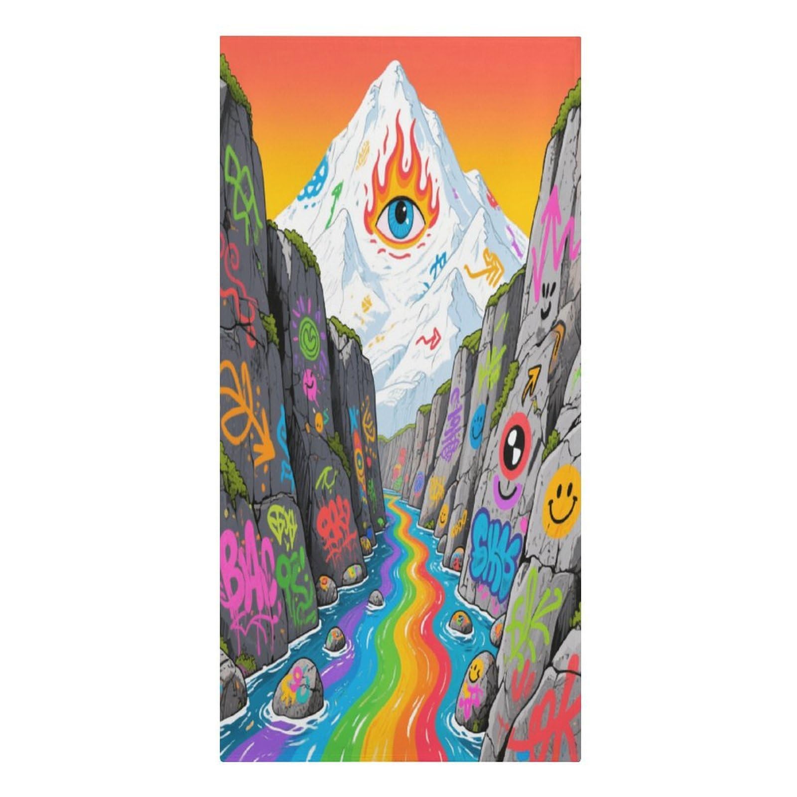 Fekiloot Men's Style Graffiti Snow Mountain Valley Large Beach Towel, Travel Towel For Adults Wo, Pool Towels For Beach, Camping, Swim Pool, Gym, Sports& Yoga 61.4"X30.3"