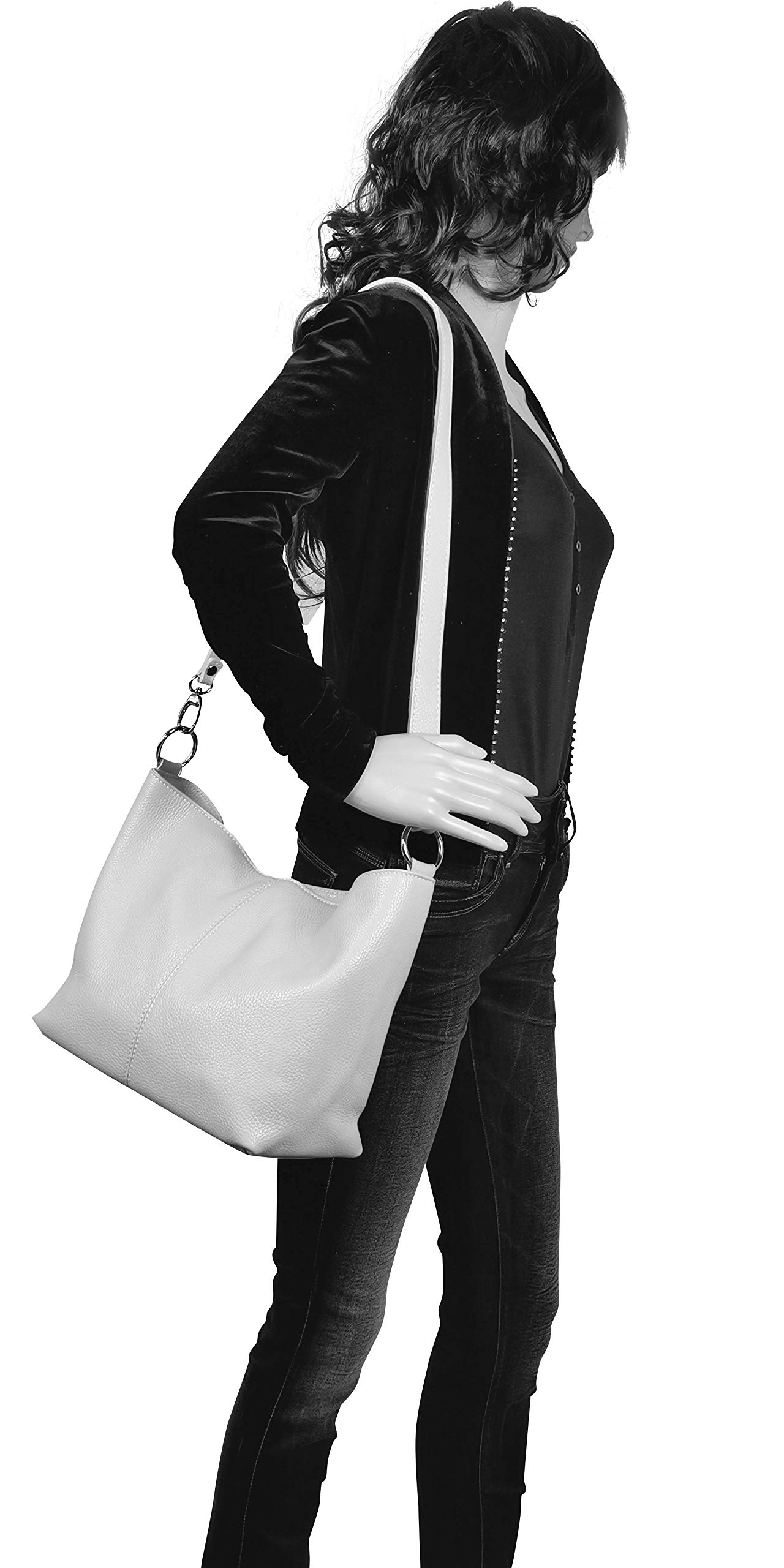AMBRA Moda Damen Leder Handtasche Schultertasche Umhängetasche Hobo bag GL005