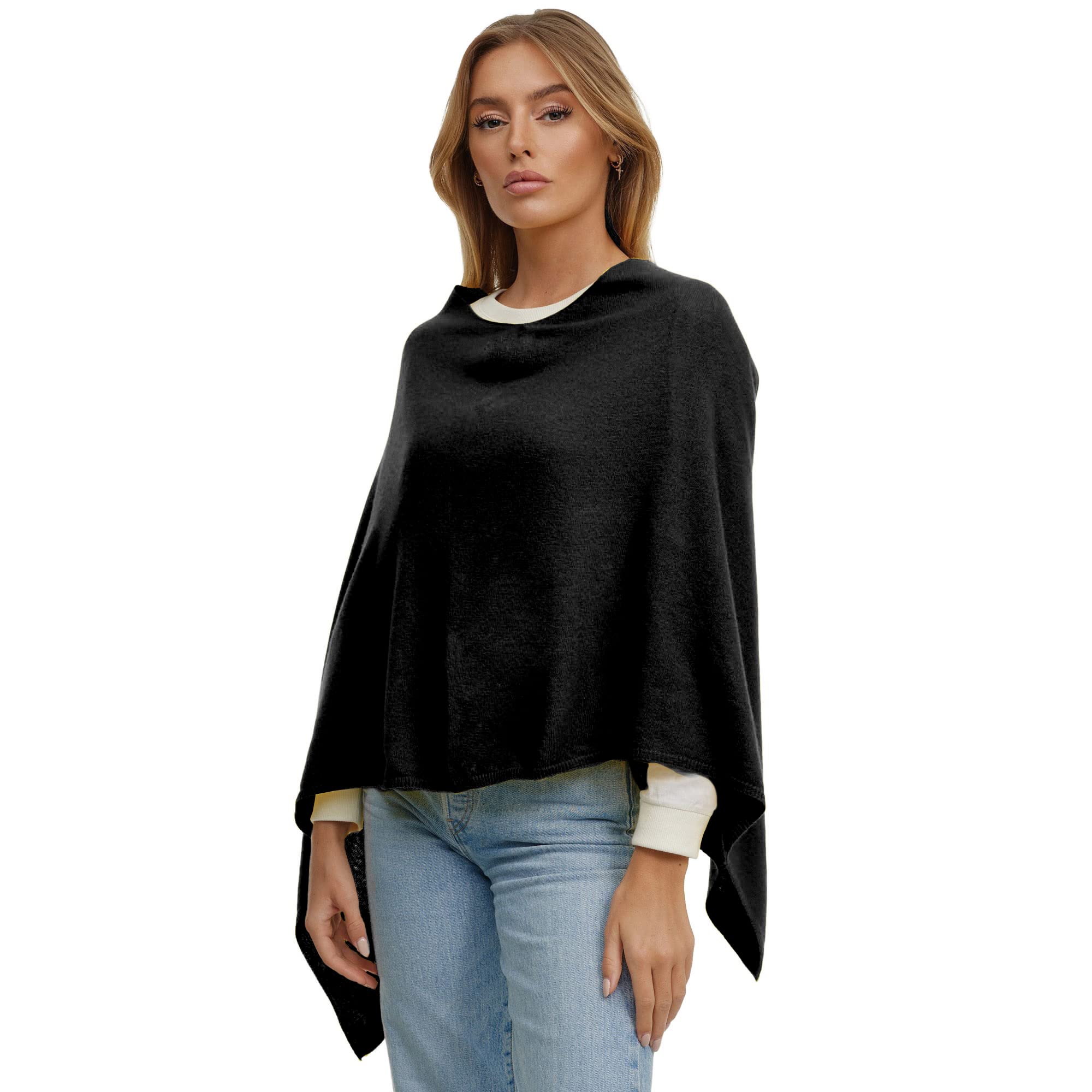 GLAMEXX24 Poncho Donna Invernale Tinta Unita Cashmere Feeling Maglia Mantella Elegante per cerimonia Sciarpa Mantovana per Primavera e Autunno