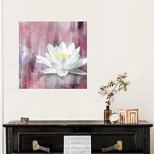 Miniatura 62 de Calcomanías murales de flores de loto blanco, calcomanías de pared personalizadas con flores florales, calcomanías de vinilo para mural con citas