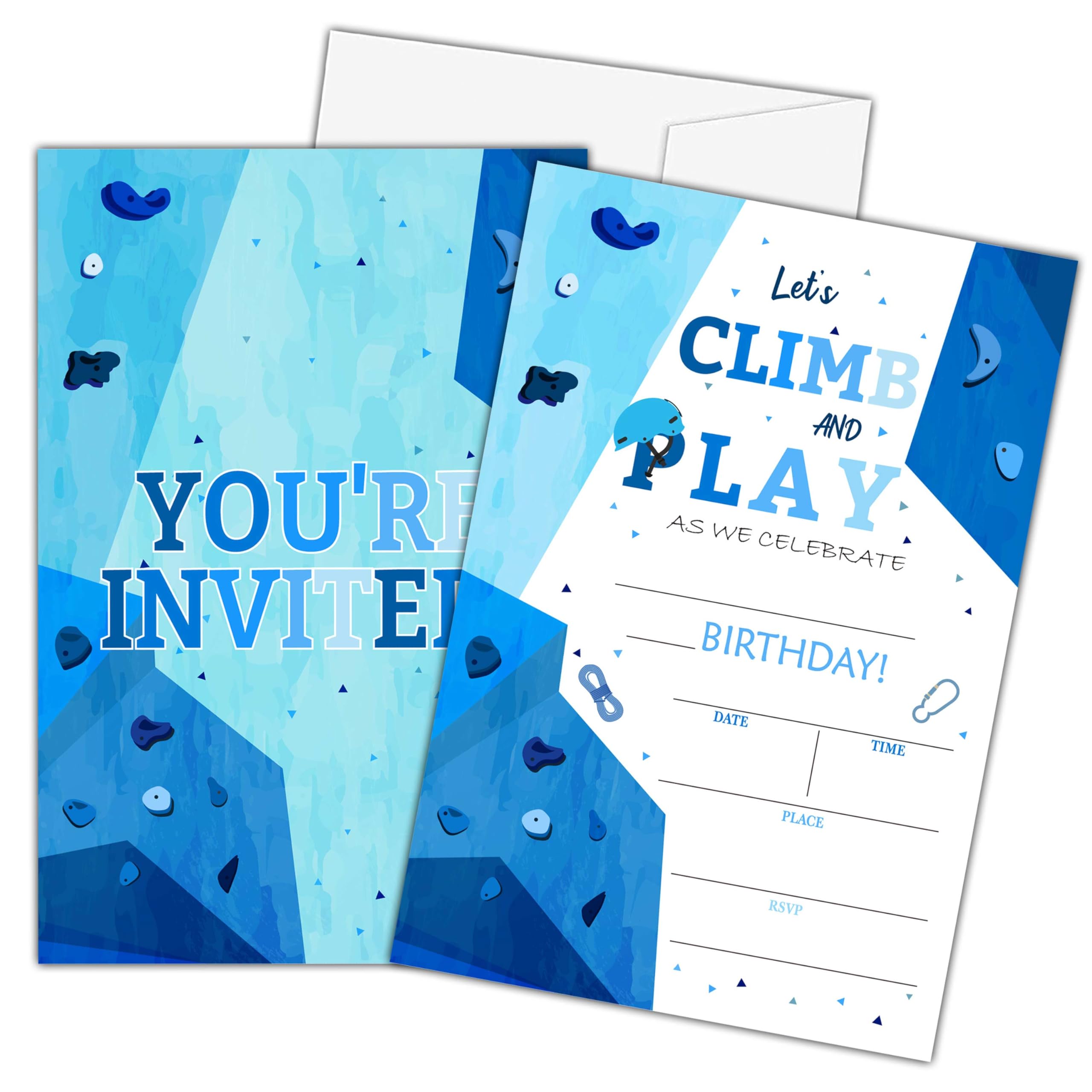Zmyollo Let's Climb and Play Birthday Invitations with Envelopes - 20PCS Rock Climbing Birthday Party Invitations for Boys and Girls - Climbing Birthday Party Supplies Decorations -17, 4 x 6 inch